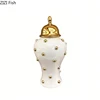 Golden Bubble Ball Decorative General Tank Porcelain Ginger Jar Gold-plated Flower Vase Dresser Table Jewelry Cosmetic Container 4