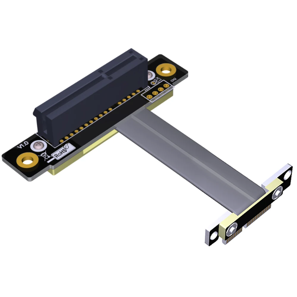 

PCIE Riser PCIe3.0 x1 штекер на x4 гнездо Кабель EMI Экранирование 8 Гбит/с PCI-E III 1x 4x Райзер удлинитель ленточный кабель угловой