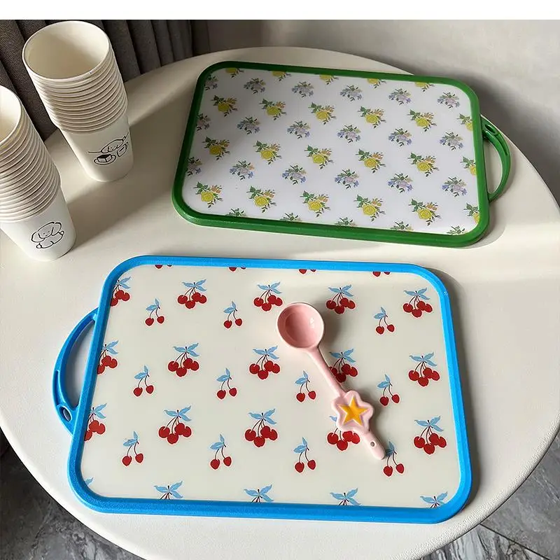 

Creative Kitchen Double-sided Cutting Board Household Storage Tray Korean Cherry Floral Decorative Plate Kitchen Accessories