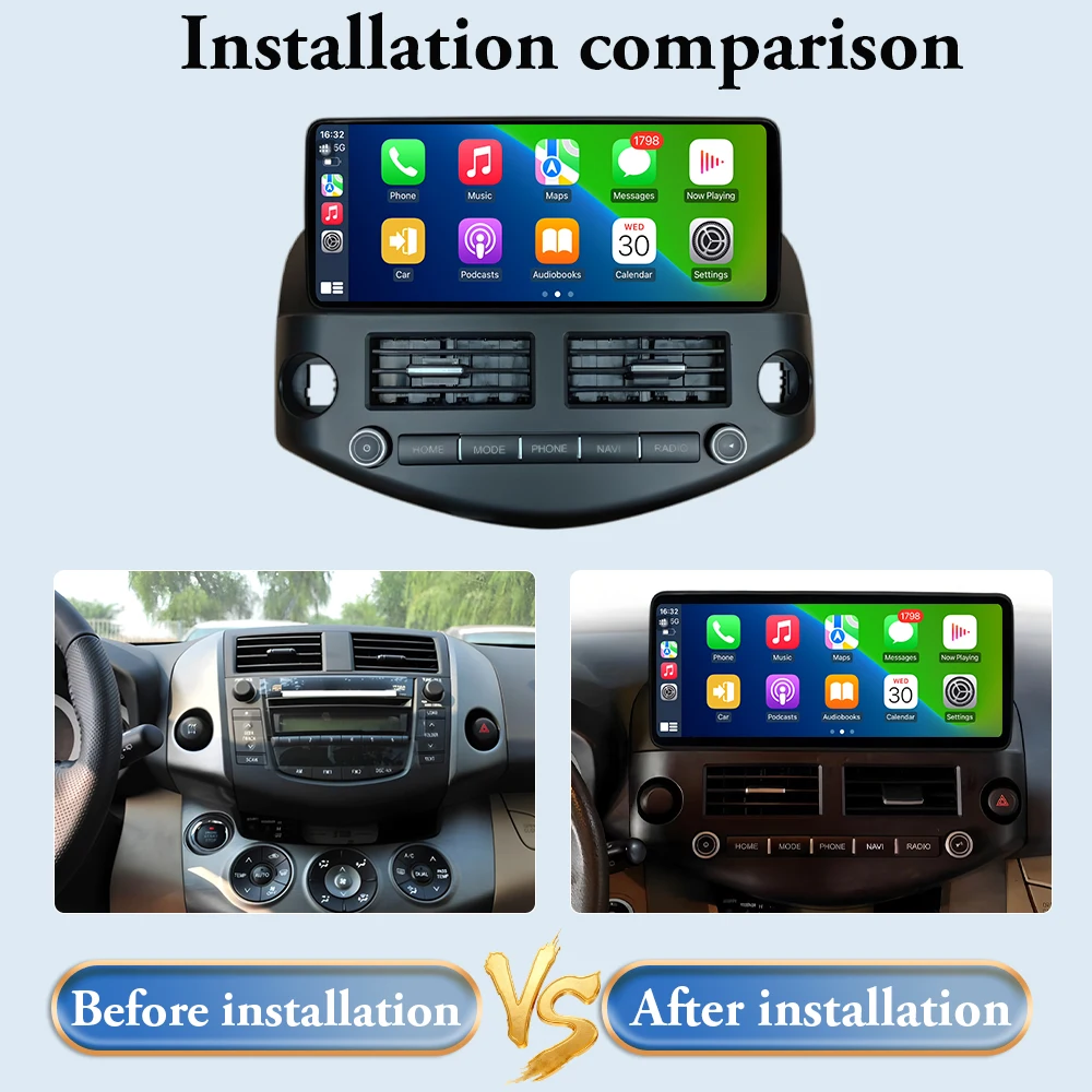 Android 16 Navigazione GPS Carplay per Toyota RAV4 2007 - 2012 DSP Stereo Autoradio Lettore multimediale Accessori Auto WiFi 4G BT - Image 6