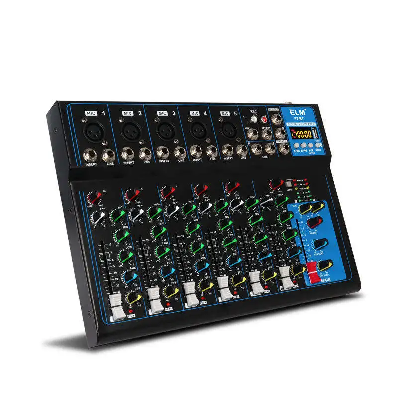 F7 프로페셔널 DJ 컨트롤러/오디오 콘솔 믹서 7채널 오디오 음악 믹서 디지털 오디오 사운드 카드 믹서 카라오케용