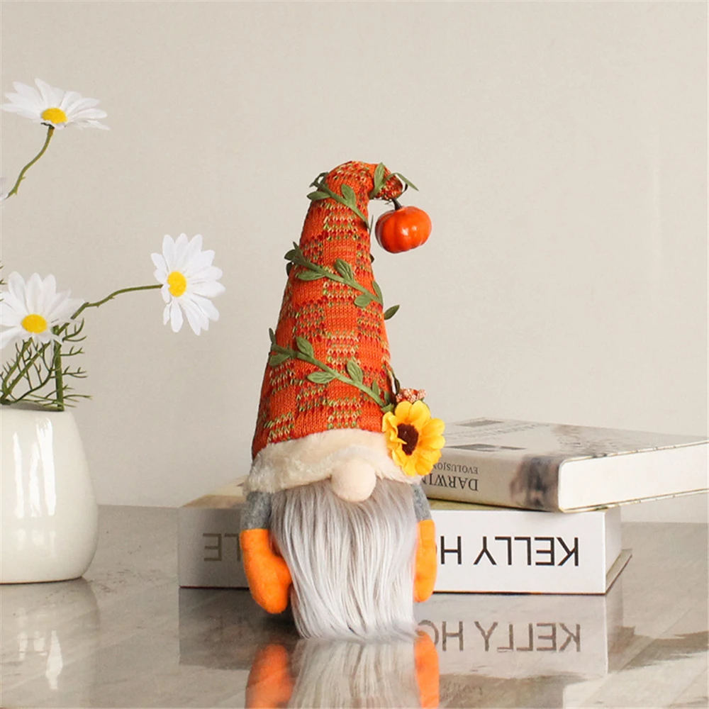 Fall Gnome Pumpkin Sunflower Swedish Elf Dwarf Plush Ornaments for Home Christmas Autumn Thanksgiving Decor