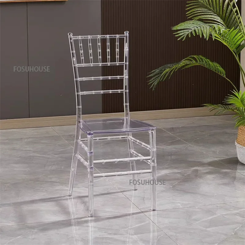 Modern Light Luxury Hotel Banquet Chair Transparent Crystal Chair Outdoor Garden Wedding Plastic Acrylic Dining Chairs Z