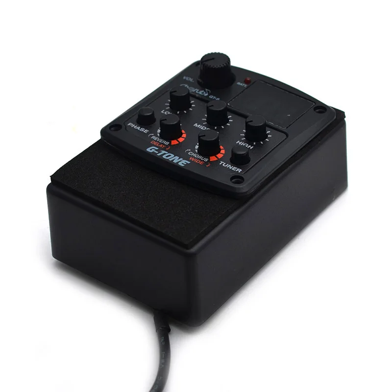 Cherub G-Tone Series Acoustic Guitar Preamp GT-6 Piezo Pickup 3-Band EQ Equalizer With REVERB/CHORUS/Delay/Wide And LED Tuner Bl