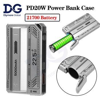 Custodia per banca di potere PD20W Custodia per batteria 21700 ad alta capacità Ricarica rapida Cavo incorporato Scatola per banca di potere fai-da-te staccabile