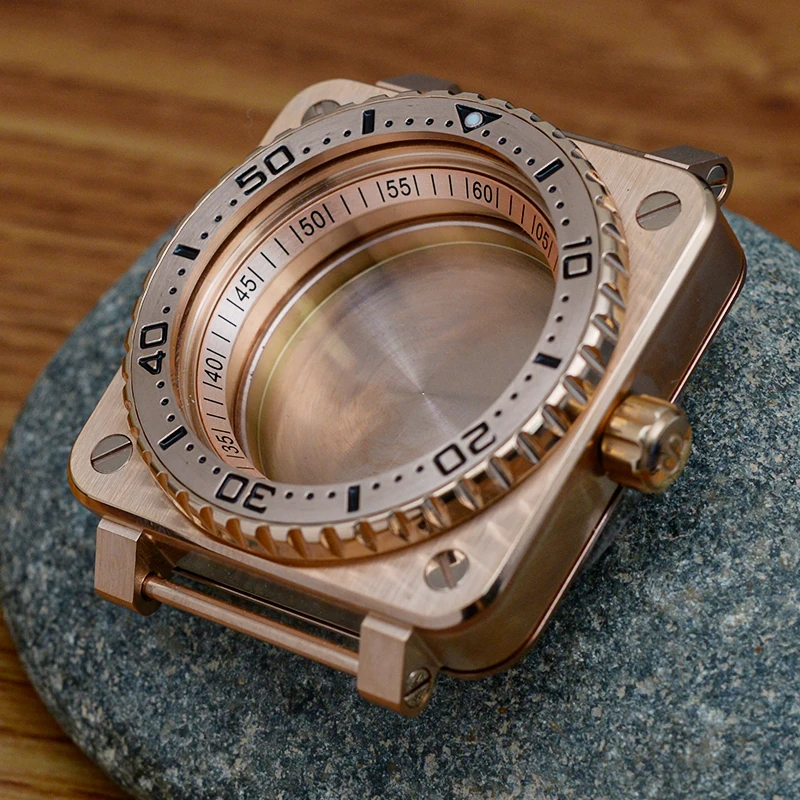 SKX007RoseGoldSquareSealedBackCoverWatchCaseFitsNH35NH36