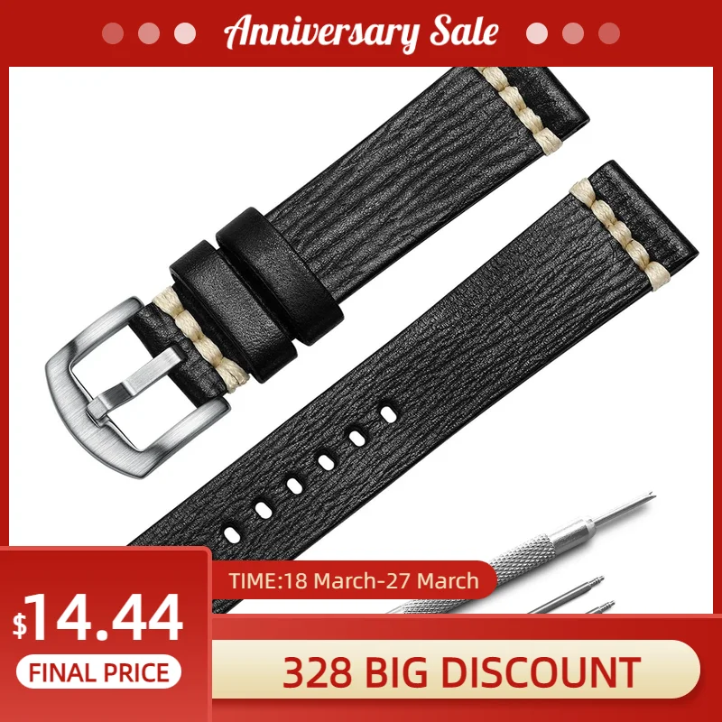 

Universal Soft Oil Tanned Leather 22mm 20mm Watchband Quick Release Watch Band Strap Black Blue Red Brown Bracelet for Men Women
