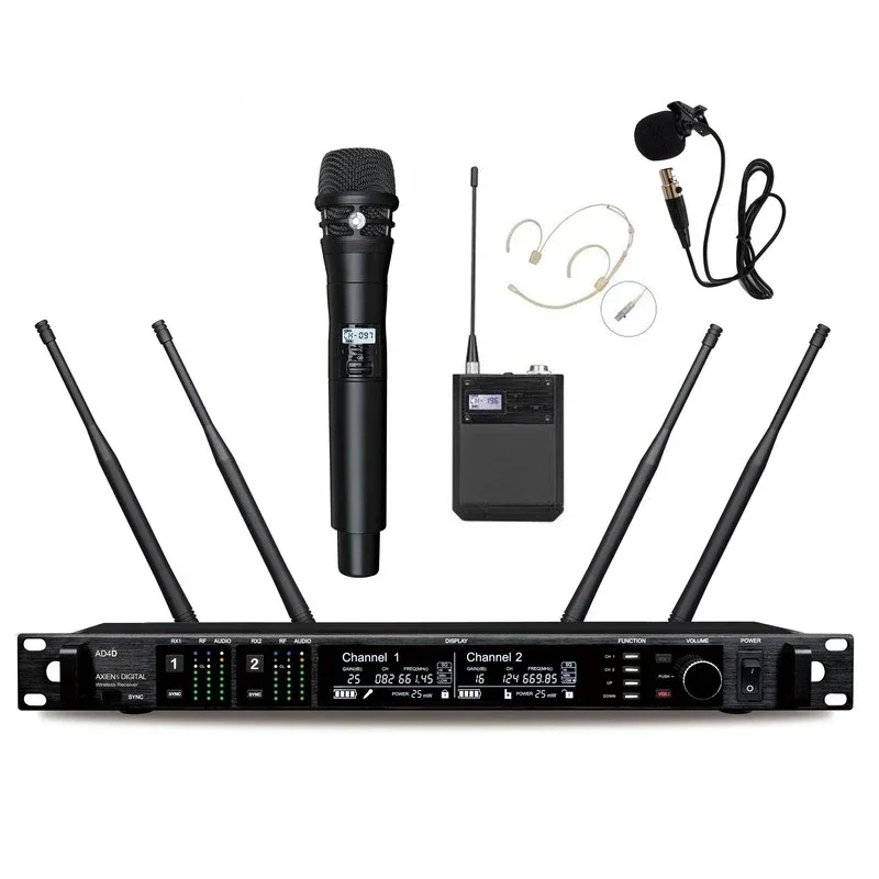 디지털 UHF 무선 스테이지 마이크, 트루 다이버시티 듀얼 채널 마이크, 핸드헬드 라발리에 헤드셋, KSM9 마이크