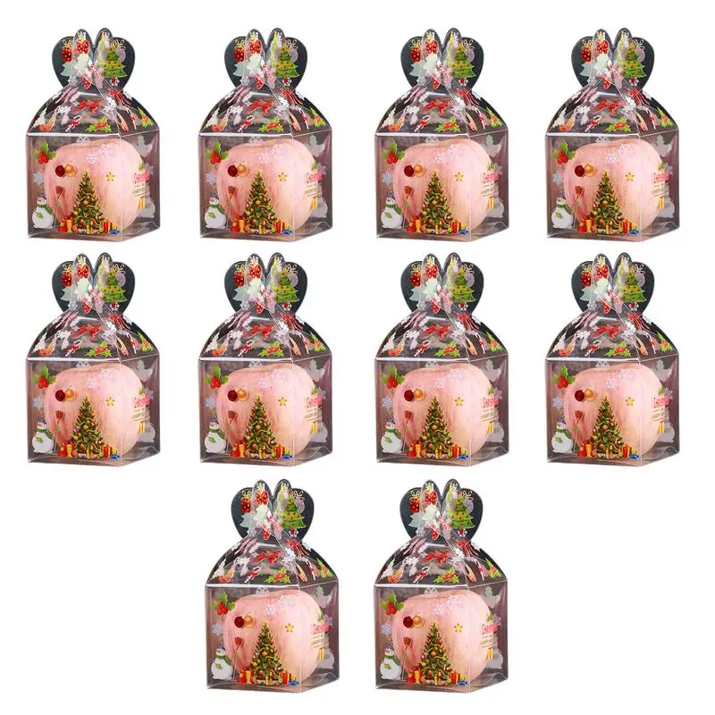 

Transparent Gift Box 10Pcs Candy Goodie Bags 3D Cardboard Cookie Boxes Christmas Eve Packaging Boxes For Wedding Shopping School