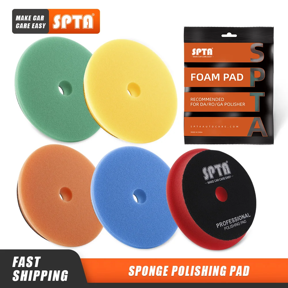 Car Polishing Pads SPTA 5"(125mm)/6"(150mm) Inch Flat Beveled Edge Sponge For DA/RO/GA Car Polisher