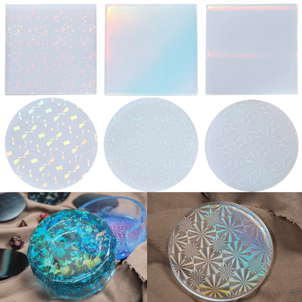 

Квадратная/круглая цветная лазерная голографическая вставка «сделай сам», силиконовая эпоксидная смола, литье, форма, украшения для домашнего стола