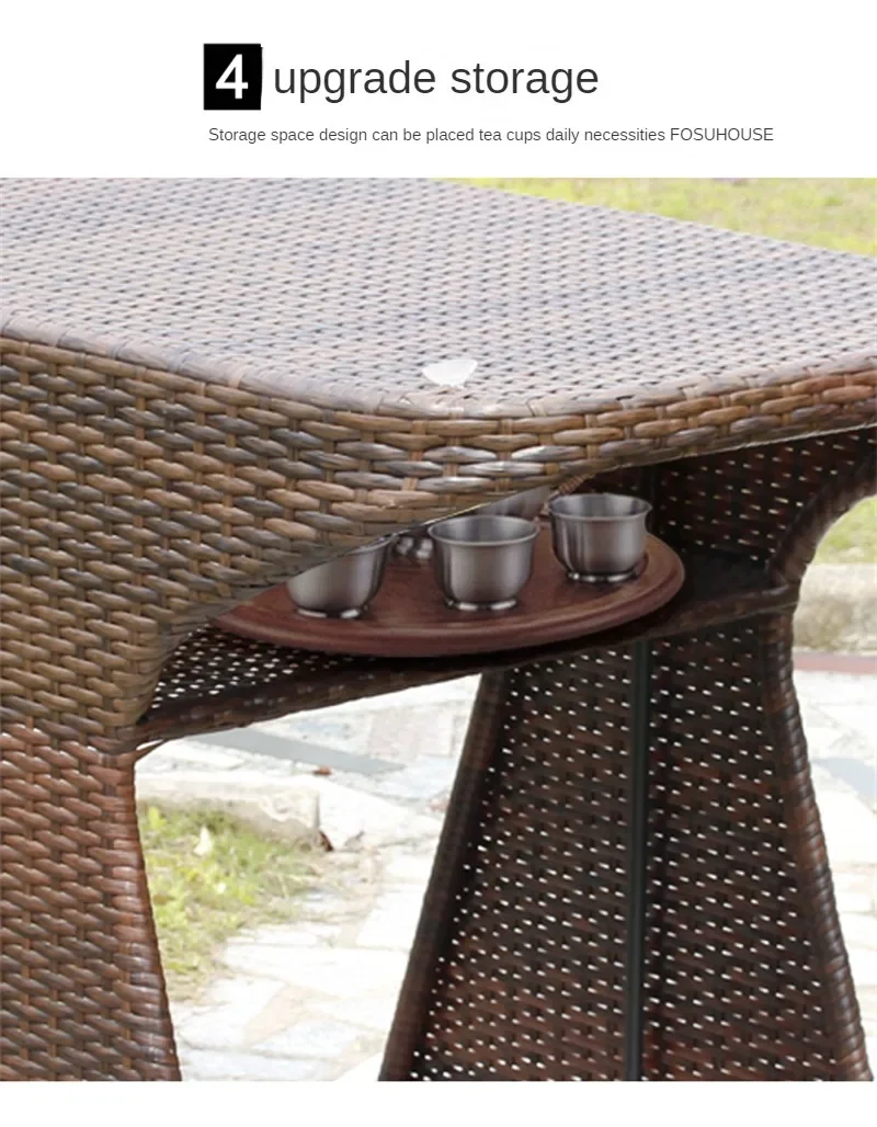 Courtyard Terrace Outdoor Round Table and Chairs Balcony Rattan Garden Furniture Set Three-piece Patio Leisure Table and Chairs