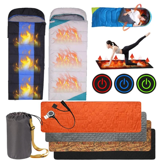 Elektrisches Heizkissen für Erwachsene, USB-betriebene Heizdecke, Camping,  warmer Schlafsack mit 3-stufiger Temperatur für Camping, Wandern