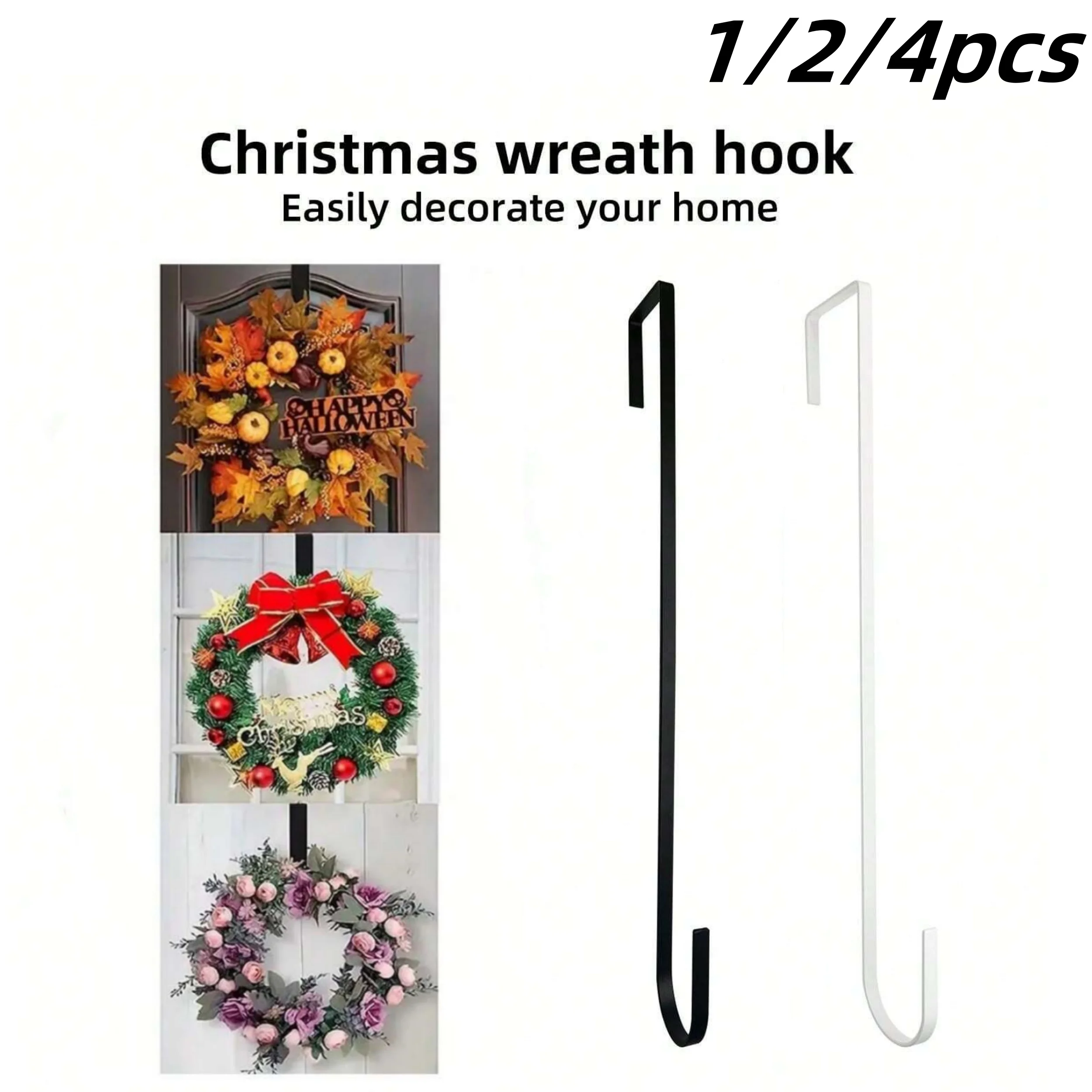 1/2/4pcs 12inch Wreath Hanger for Front Door Wreath Hook Over the Door Hanging Hook Household Multi-Purpose Storage Supplies 1/2/4pcs 12inch Wreath Hanger for Front Door Wreath Hook Over the Door Hanging Hook Household Multi-Purpose Storage Supplies