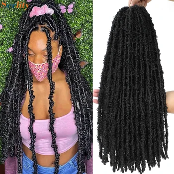 12'14'18'24'Butterfly Faux Locs Crochet Hair Twisted Boho Locs Braiding Hair Distressed Meche Soft Butterfly Locks Crochet Braid 1