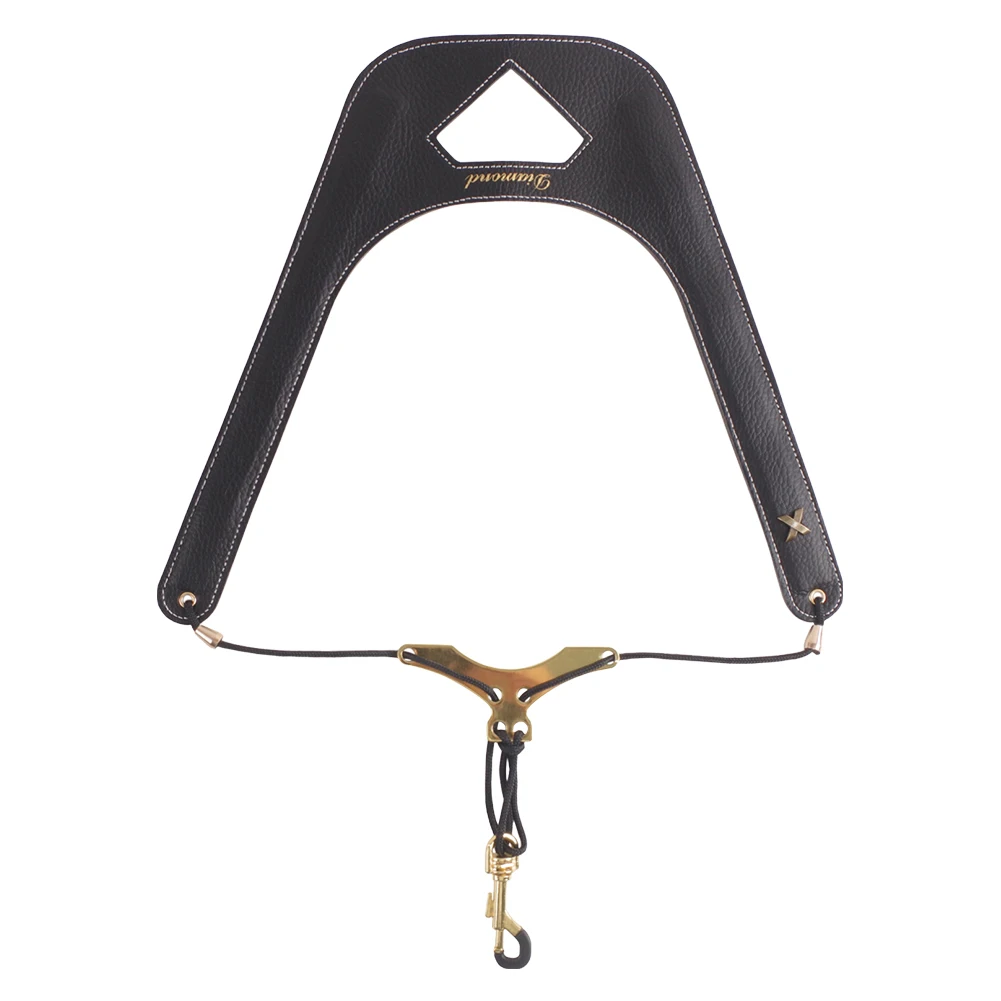 Leather Saxophone Lanyard Saxophone Shoulder Strap Length Adjustable Double Shoulder Harness Strap for Sax Bass Tenor Alto