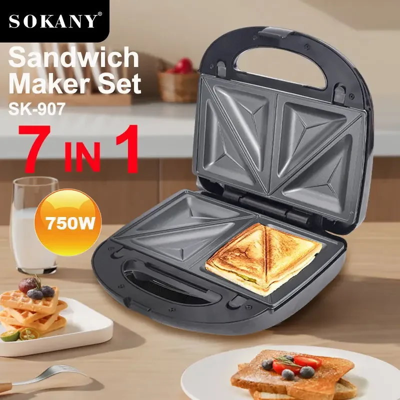 Obložený chlebíček tvůrce, oplatek tvůrce, panini tisk gril 7 v 1, s non-stick vyměnitelná talíře, postit se a až do ... včetně ohřev, přenosné ovládat