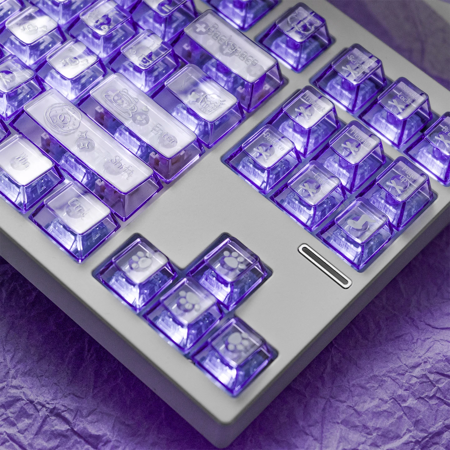 Gradient Purple Keycaps - Transparent Cute Style PC+PBT Cherry Profile Dye-Sub Keycaps