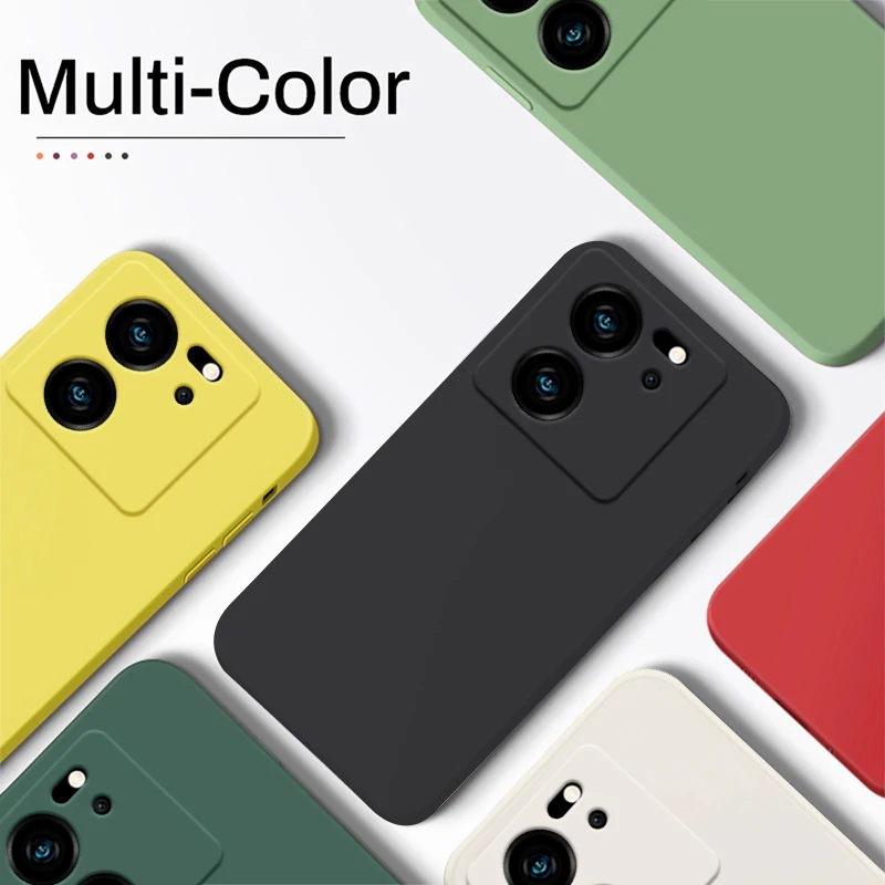 Square Liquid Silicone Shockproof Case with Camera Lens Protector