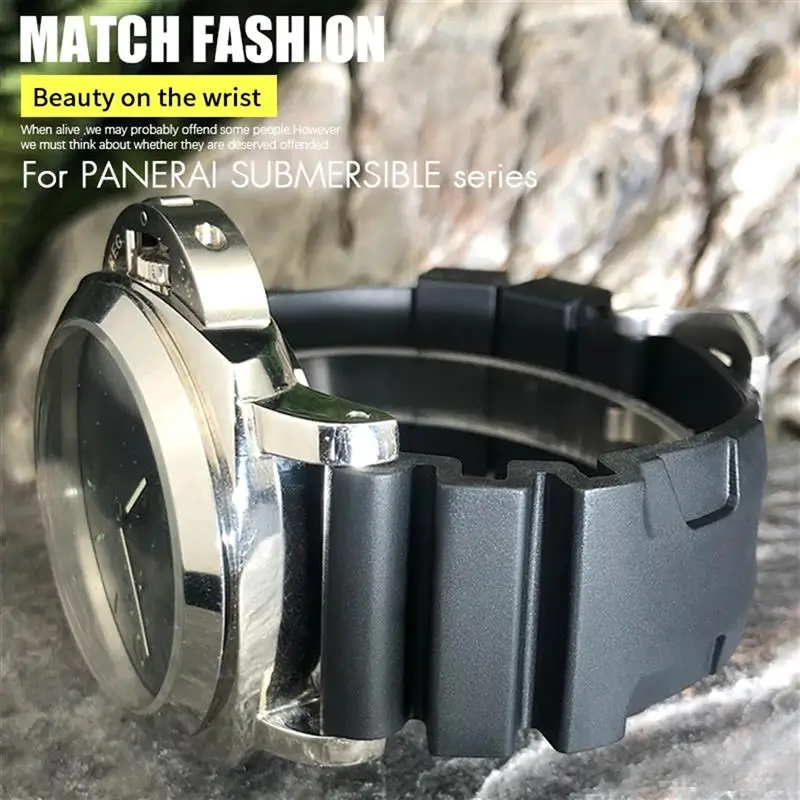 SCHIK 26mm 24mm Nature Rubber Watchband Fit for Panerai PAM Silicone Red Blue Watch Strap Waterproof Bracelets Tools
