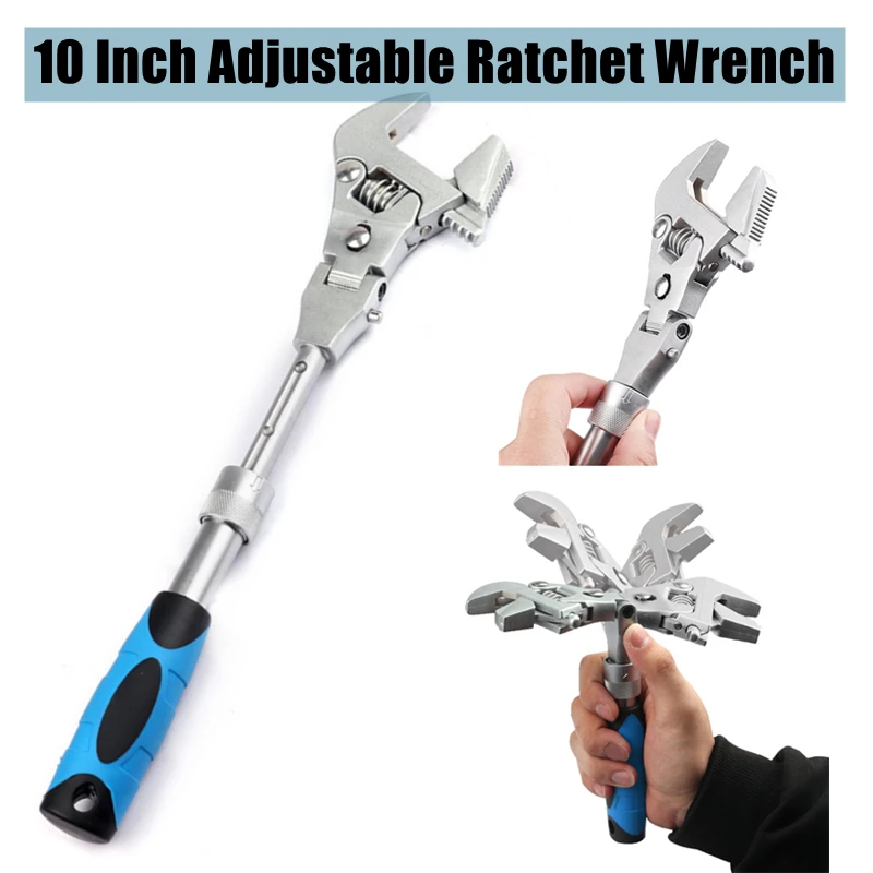 

5 In 1 Torque Wrench 10 Inch Adjustable Ratchet Wrench 180 Degree Folding Spanner Household Maintenance Manual Tool