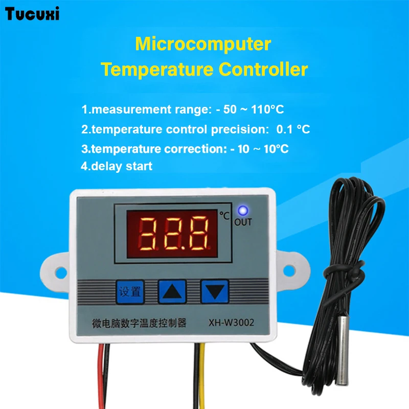 Controlador De Temperatura Digital UN3F W3002 10A Interruptor de control de termostato con sonda 