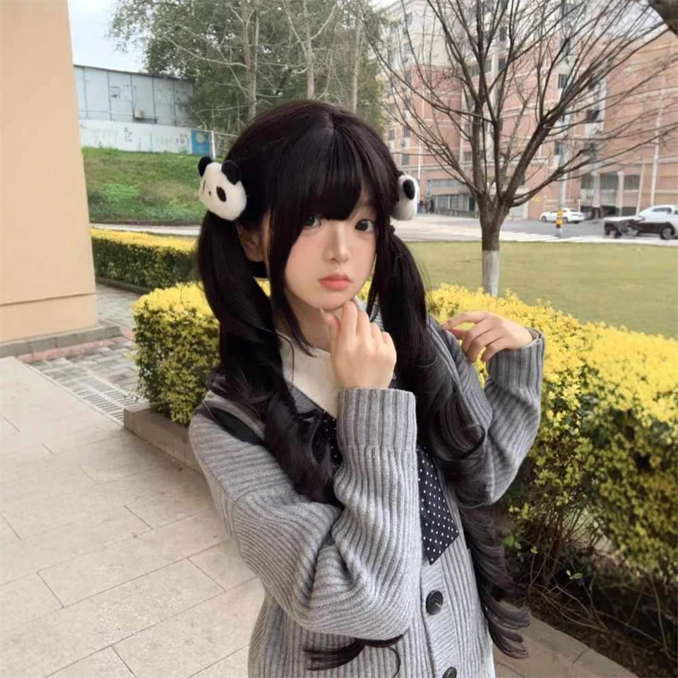 Brown Wavy Synthetic Hair Wig for Women with Bangs