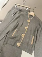 Veste ample à col rond et simple boutonnage, couleur contrastée, taille haute décontractée, pantalon à jambes larges, nouvel ensemble pour femmes, automne 3