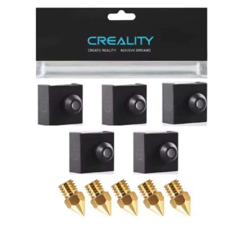 Creality offizielle 3d drucker 5 stücke messing düse 0,4mm + 5 stücke heiz block silikon abdeckung für Ender-3 serie/ender 5 serie