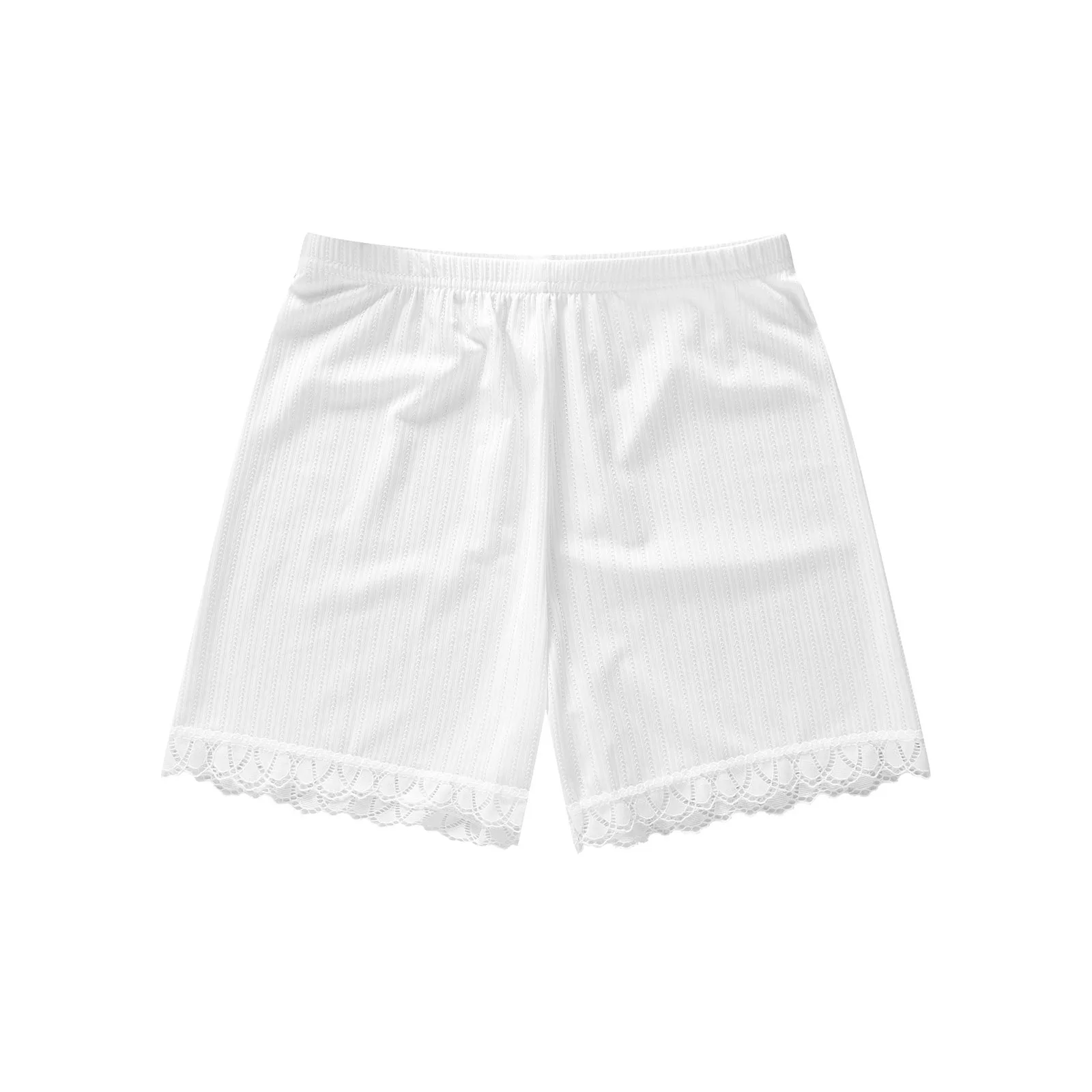 Kids Girls Lace Trim Safety Pants Elastic Waistband Panties Shorts Pajama Bottoms Nightwear Homewear Loungewear