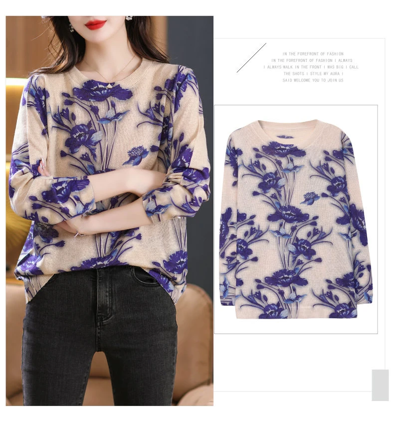 Sce6a7ea2b5f7448bb2a37d56fd3d1c15q Autumn Knitwear Womens Fashion Loose Printed Sweaters Ladies Luxury Casual Floral Pullover Vintage Elegant Jumpers Mallzona