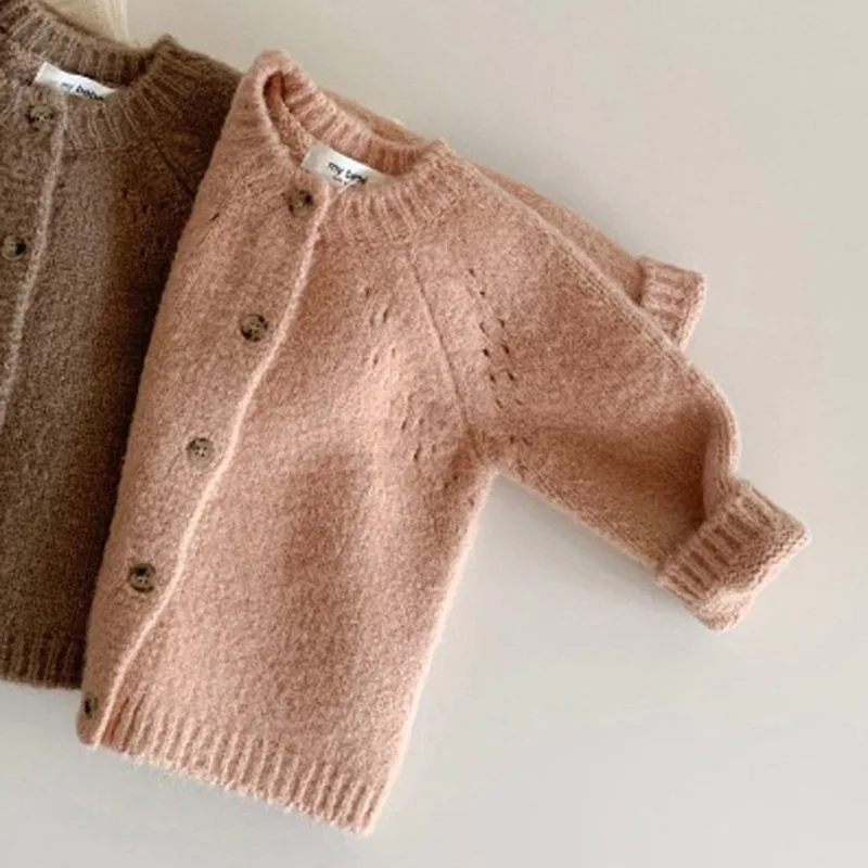 Infant Spring Autumn Cardigans Clothes Boys Girls Sweater Chirldren Knitted Hooded Cardigan Jacket Coat Kids