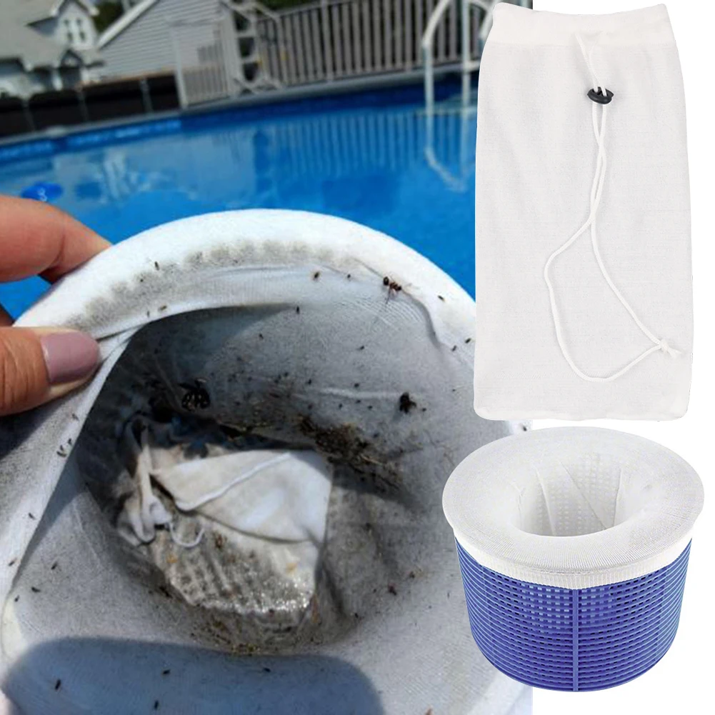 4/10/15 Pcs Pool Skimmer Socks with Drawstring Pool Socks for Skimmer Basket Pool Filter Socks for Inground & Above Ground Pool