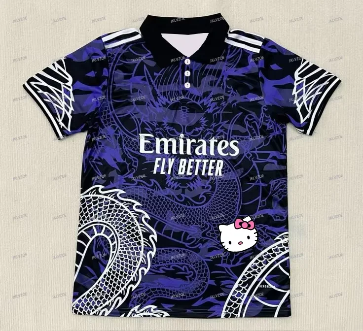 Hello Kitty Dragon Pattern Football Jersey Short Sleeve Casual Outdoor Women's Oversized Men's Polo T-shirt 5