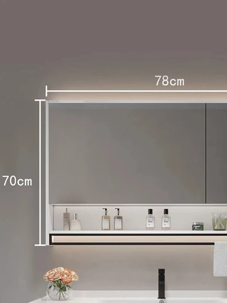 Nordic Smart Bathroom Mirror Cabinet Fashion Simple Large Capacity Beauty Lamp Mirror Cabinet Shelv Furniture Arredo Bagno FYBC