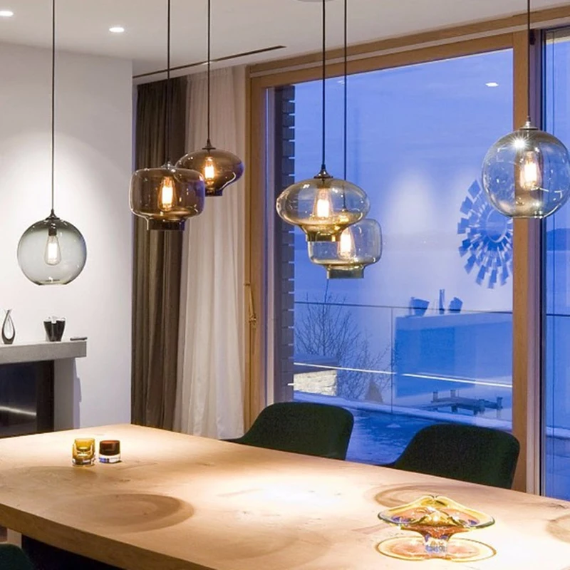LED Chandelier Ceiling Chandelier Modern Restaurant Chandelier Light Blown Colorful Glass Lampshade Glass Ceiling Hanging Lamps Living Room Coffee Room Office