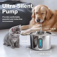 Stainless Steel Cat & Dog Water Fountain 2.2L Ultra Quiet USB Powered Automatic Pet Drinking Fountain Durable for Indoor Pets 3