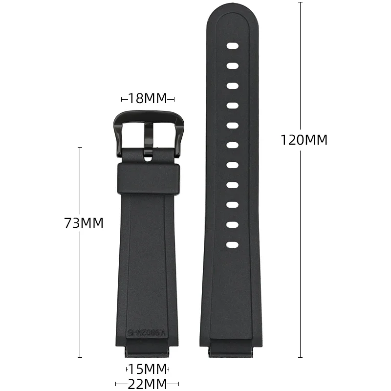 Black TPU Resin Watch Strap with Steel Pin Buckle