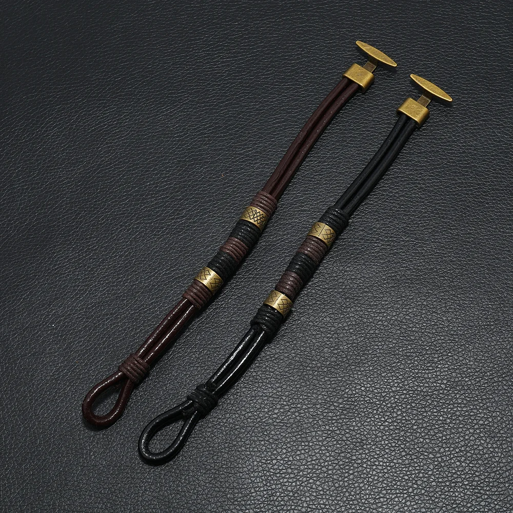 Mens Leather Woven Rope Bracelet Handmade Bangle Accessory