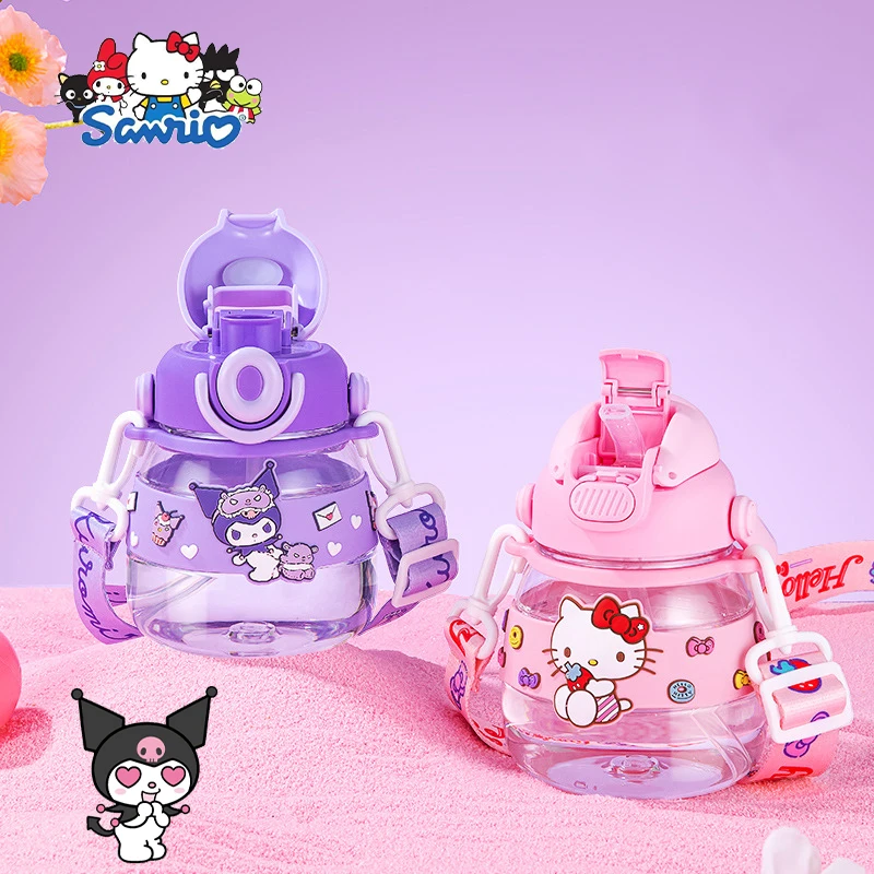 

Hello Kitty Sanrio соломенная чашка Kawaii аниме Cinnamoroll мультфильм Kuromi понравило вещи Симпатичные детские чашки через плечо воды игрушки подарок