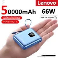 Lenovo 50000mAh Mini Power Bank Portable Charger Digital Power display Powerbank External Battery For IPhone Xiaomi Samsung New 1