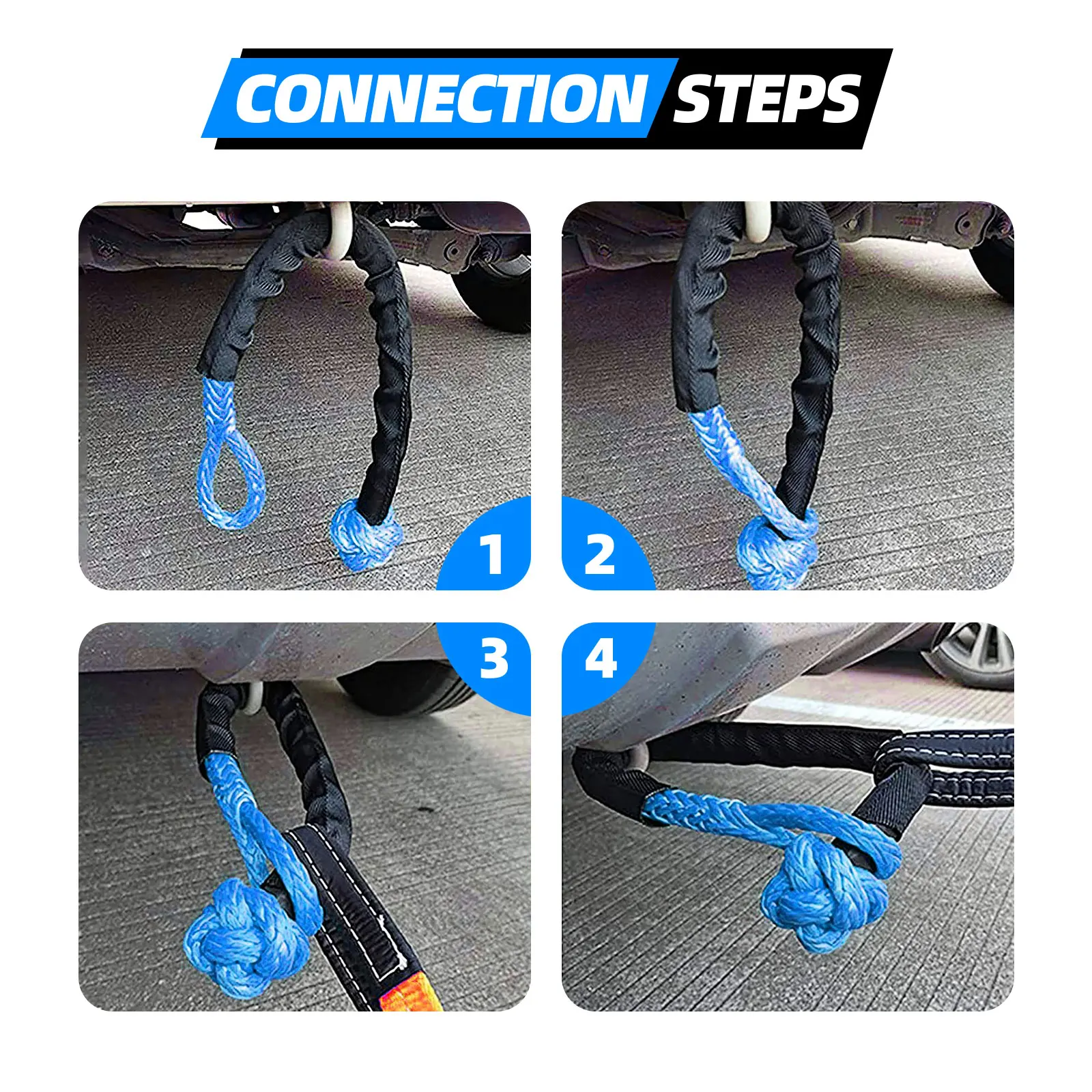 41000lbs Soft Shackle Synthetic Rope Heavy Duty Offroad 4X4 Tow Shackle Strap mit Schutzhülle für Jeep Truck SUV – Detail 9