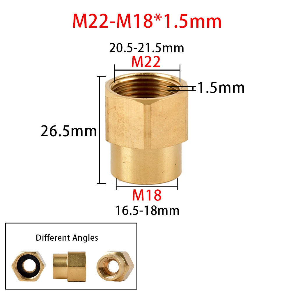 Brass Thread Connector 3/8" 1/2" M14 M18 M22 Male Female Adaptor Pressure Washer Gun Hose Fitting