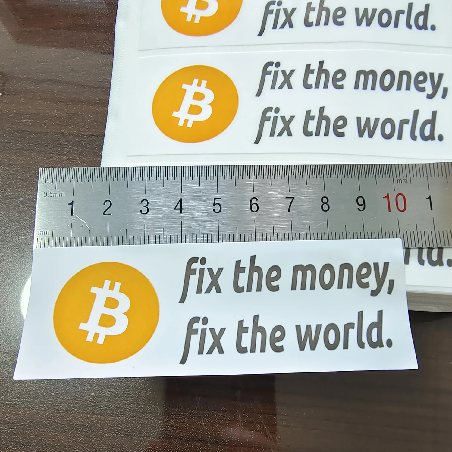 20pcs 100x35mm Bitcoin Logo Fix the Money World Durable Waterproof Tear  Proof Vinyl Label Stickers Cryptocurrency Fans Publicity - AliExpress
