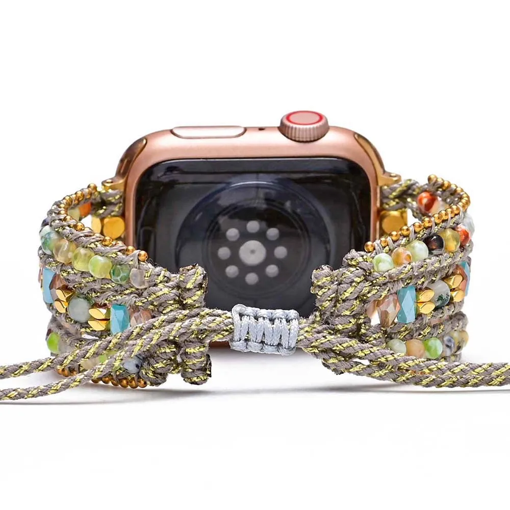 Boho Strap for Apple Watch 8 Band Bracelet Natural Stone Woven Watchband Ƽ  ü   ѱ , Apple Watch ð ð