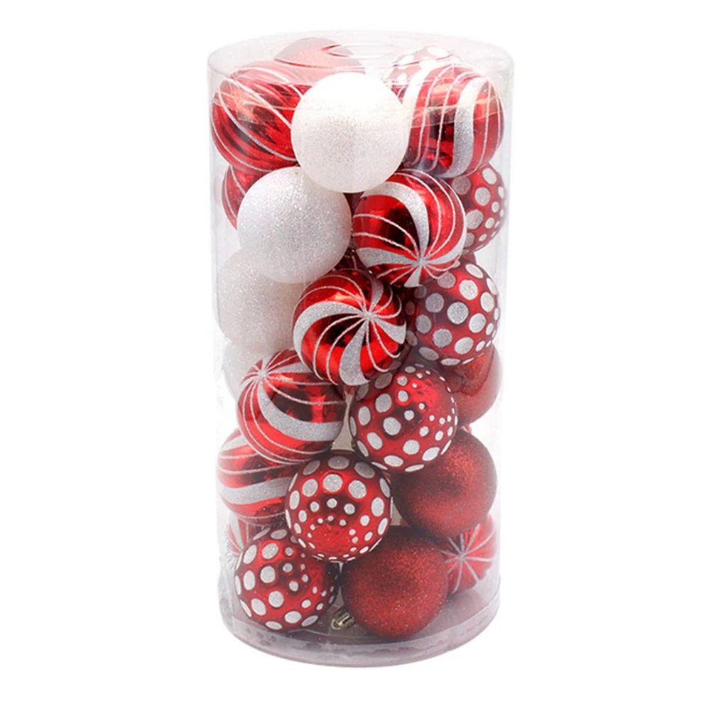Christmas Tree Ball Ornament Set Red, 30 Pieces Christmas Tree Ball