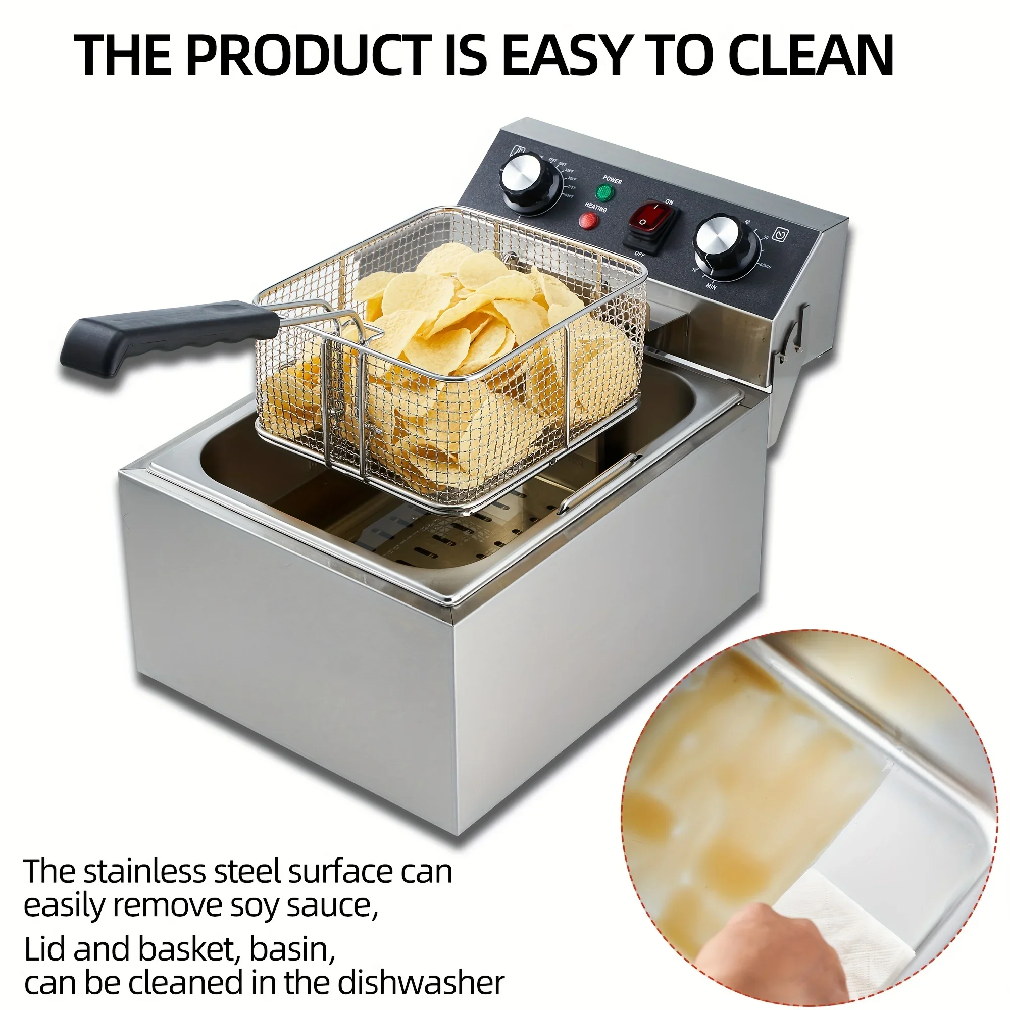 chip fryer Electric Deep Fryer,фритюрницаStainless Basket Capacity Fast Heating Electric Countertop Timer Friteuse &Agrave; Air freidor
