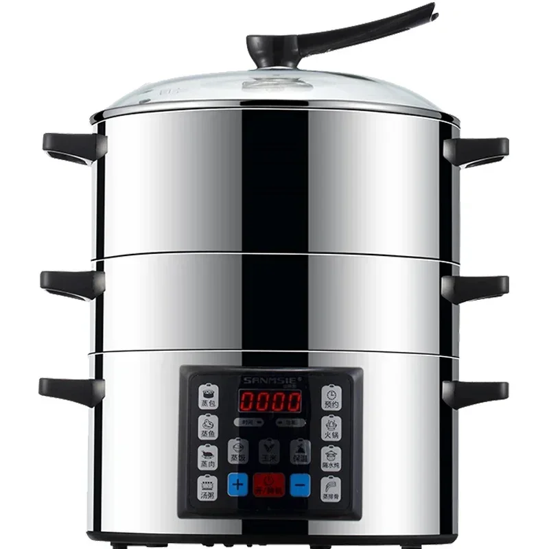 32cm household multifunctional electric steamer steamer 304 stainless steel large capacity smart 220v