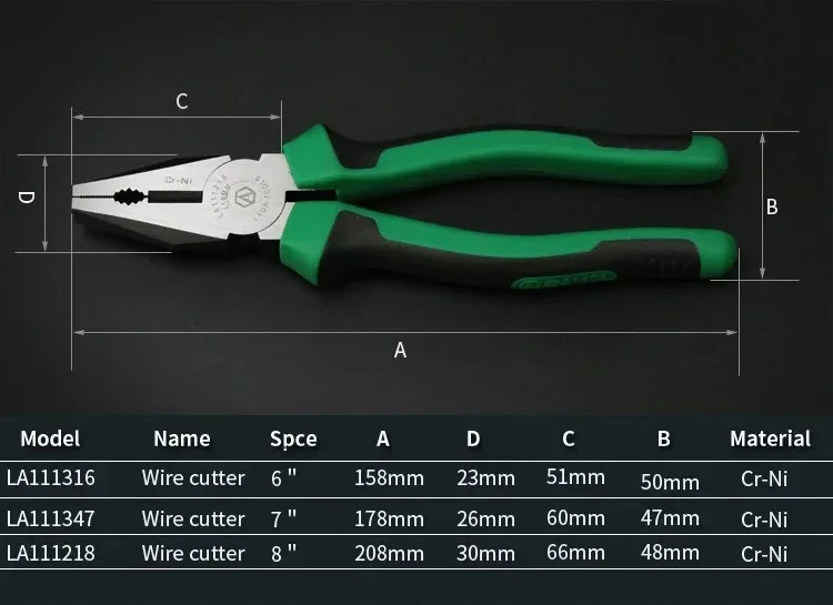 LAOA 8 Zoll industrielle Drahtschneider Cr-Ni Spitzzange Elektriker Werkzeuge Diagonalzange – Detail 9