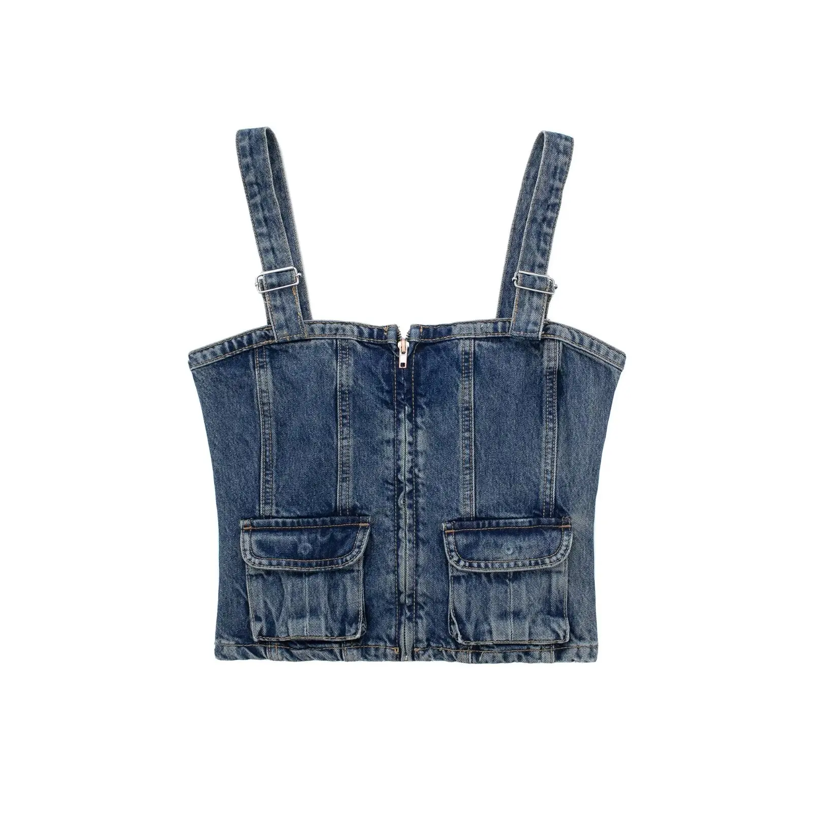 

Women 2023 New Fashion Cowboy Vintage Backless Thin Straps Female Camis Chic Tops